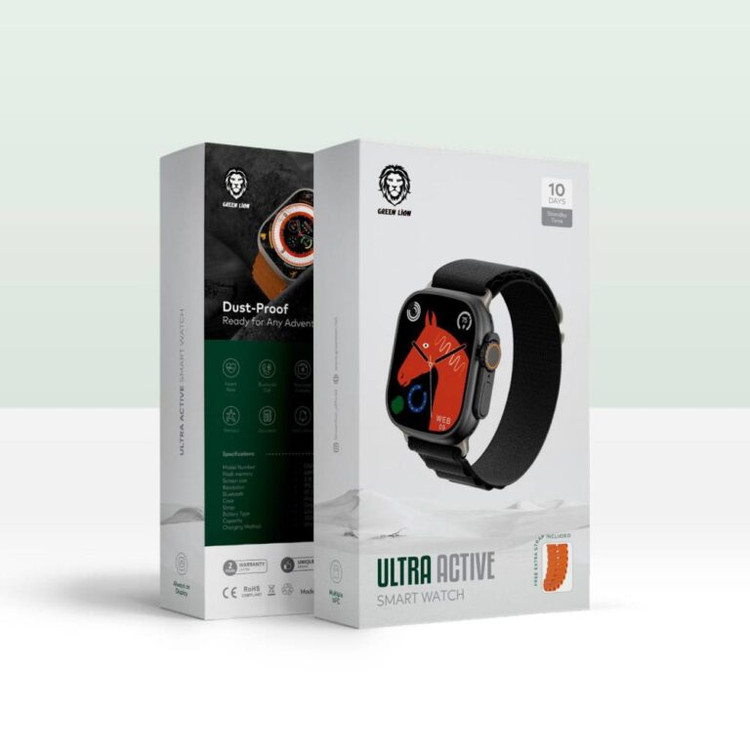 ساعت هوشمند گرین لاین Ultra Active تیتانیومی Green Lion Ultra Active Smart Watch Titanium with Orange Band GNSW49-A