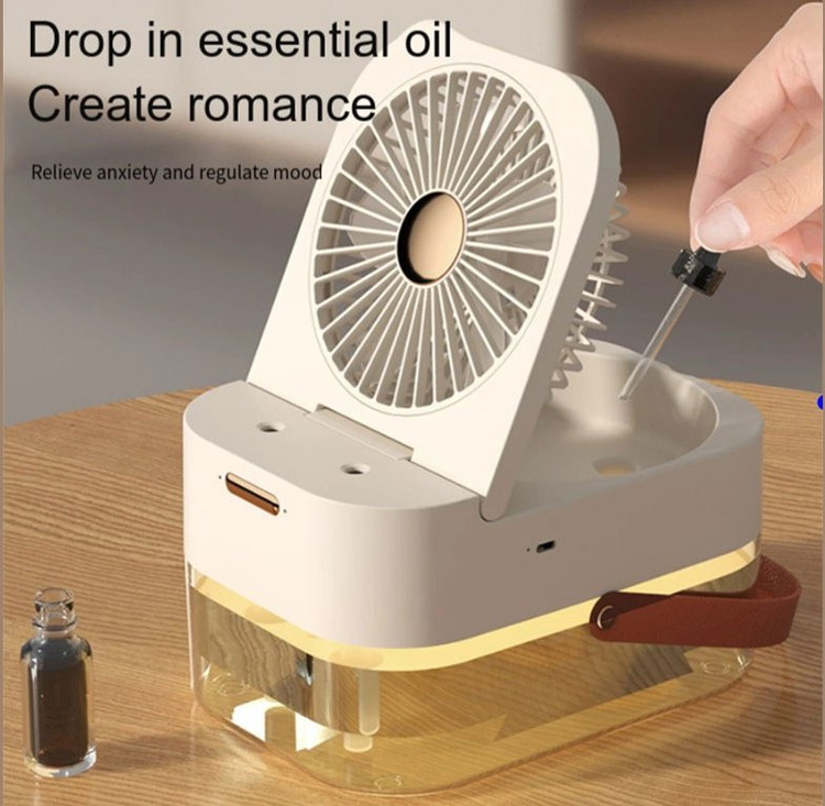 پنکه رومیزی مه پاش و چراغ خواب مدل Dual Spray