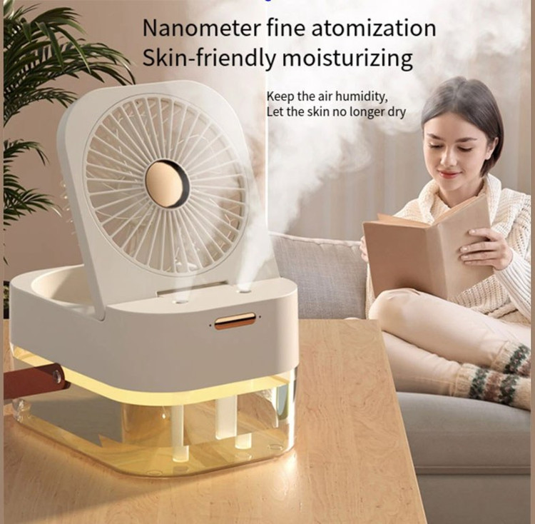 پنکه رومیزی مه پاش و چراغ خواب مدل Dual Spray