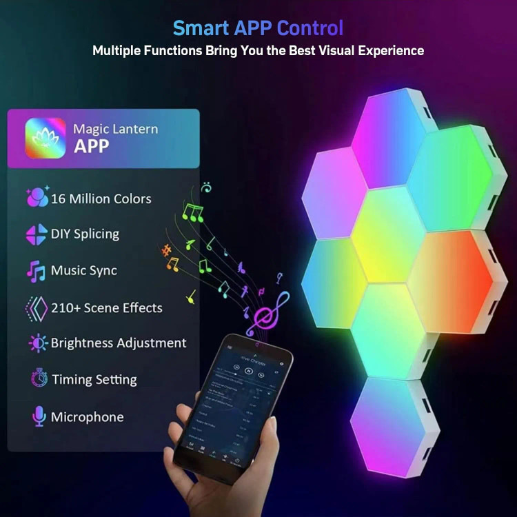 چراغ دیواری گیمینگ مدل کندویی 6 تایی RGB