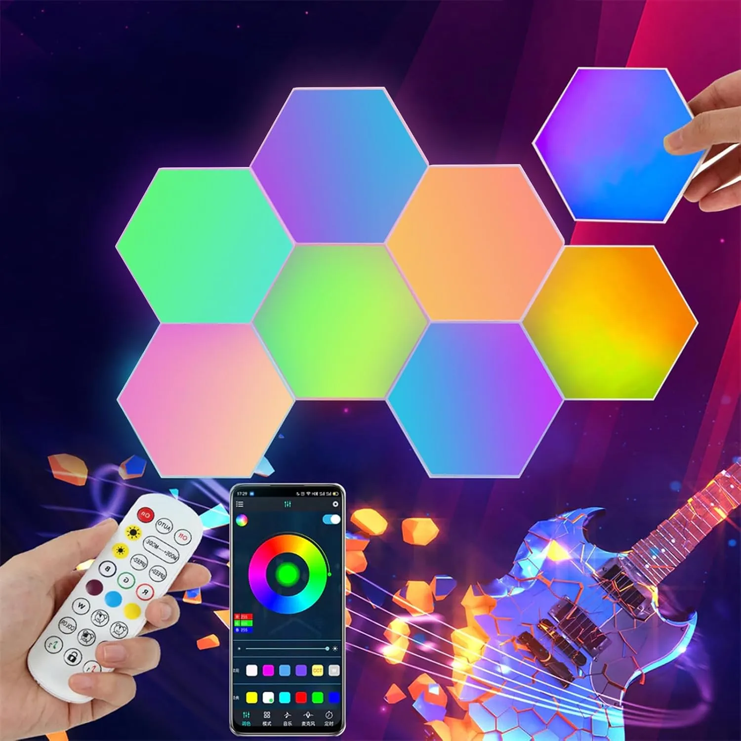چراغ دیواری گیمینگ مدل کندویی 6 تایی RGB