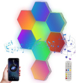 پنل LED دیواری هوشمند شش ضلعی مدل 8 تکه | نورپردازی مدرن و خلاقانه با کنترل هوشمند و حساس به صدا