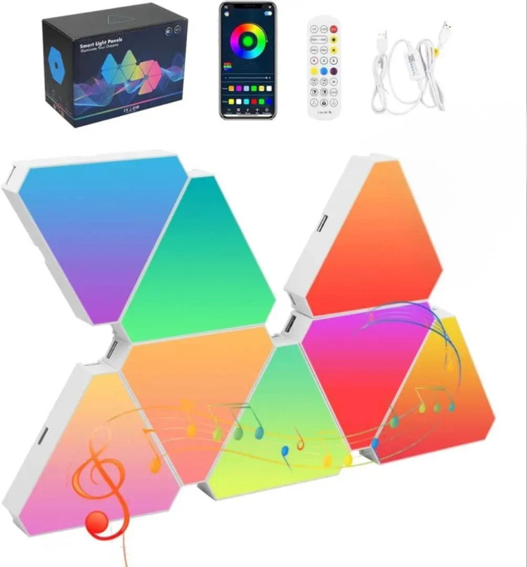 پنل LED دیواری هوشمند مثلثی مدل 8 تکه