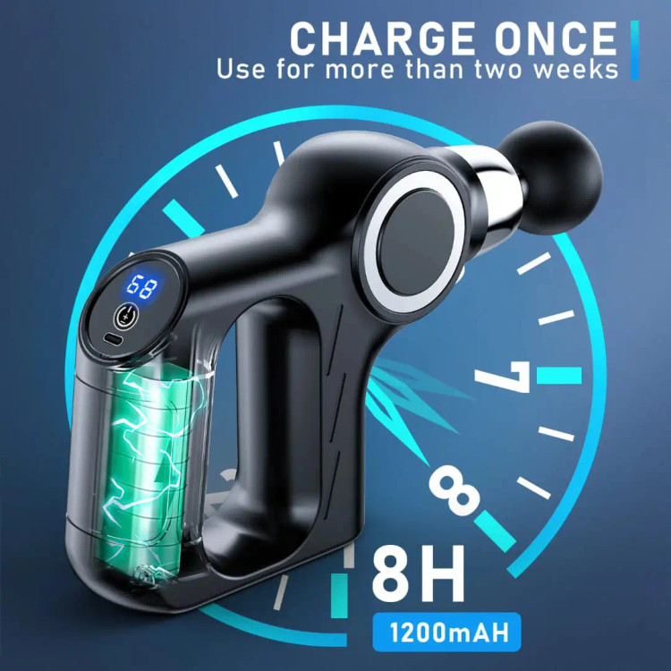 تصویر ماساژور تفنگی 755 همراه با سریهای قابل تعویض برای نقاط مختلف بدن