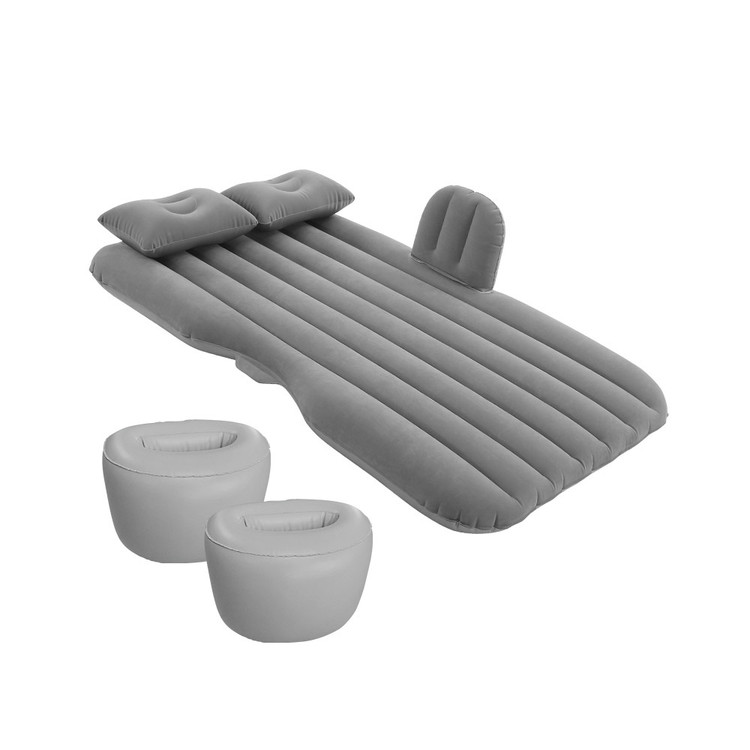 نمای نزدیک تخت بادی ماشین با جنس pvc همراه با بالش و متعلقات کامل