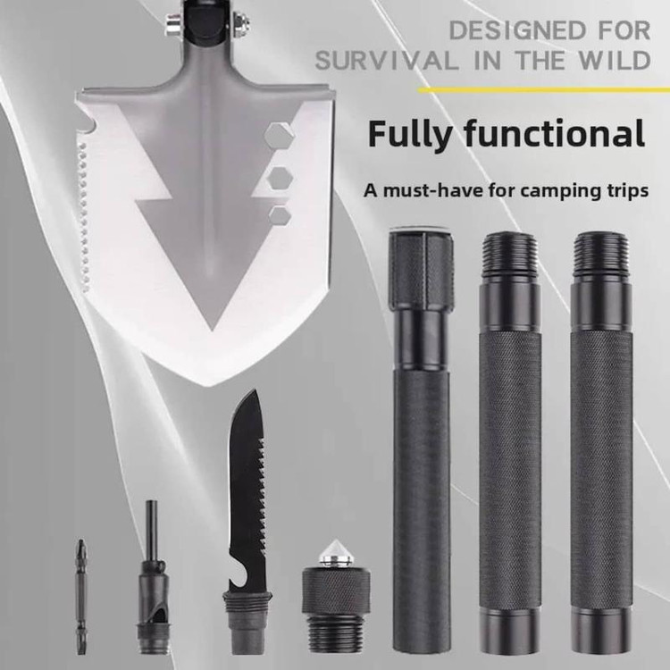 تصویر بیل و سرنیزه تاشو آفرودی همراه با تحهیزات